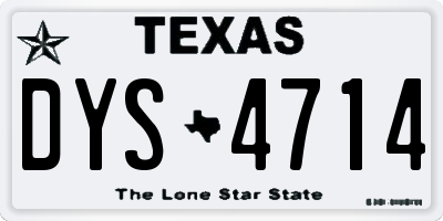TX license plate DYS4714