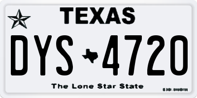 TX license plate DYS4720