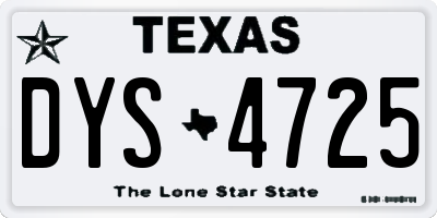 TX license plate DYS4725