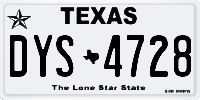 TX license plate DYS4728