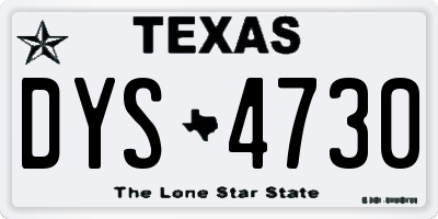 TX license plate DYS4730