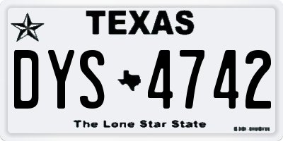 TX license plate DYS4742