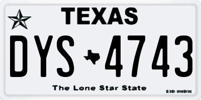 TX license plate DYS4743