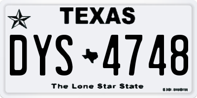 TX license plate DYS4748