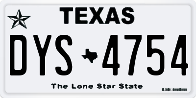TX license plate DYS4754