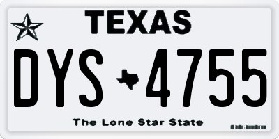 TX license plate DYS4755