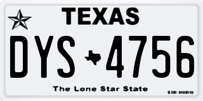 TX license plate DYS4756