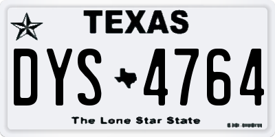 TX license plate DYS4764
