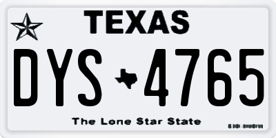 TX license plate DYS4765