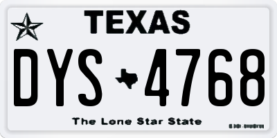 TX license plate DYS4768