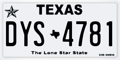 TX license plate DYS4781