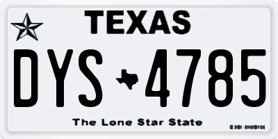 TX license plate DYS4785
