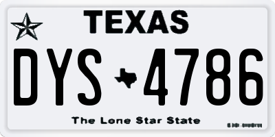 TX license plate DYS4786