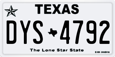 TX license plate DYS4792
