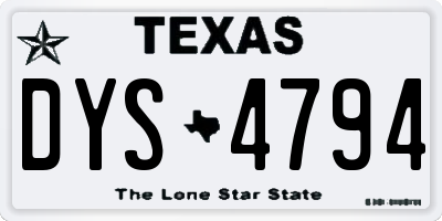 TX license plate DYS4794