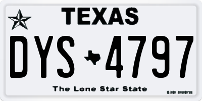 TX license plate DYS4797