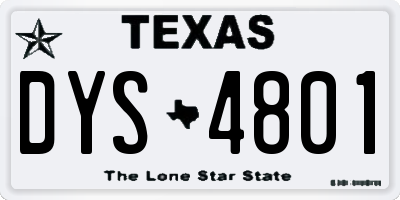 TX license plate DYS4801