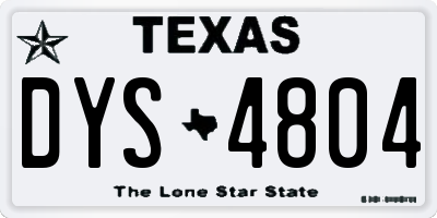 TX license plate DYS4804