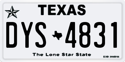 TX license plate DYS4831