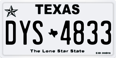 TX license plate DYS4833