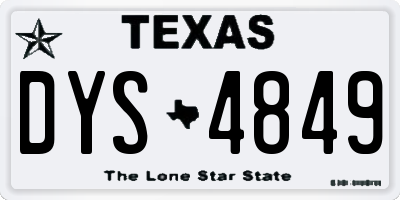 TX license plate DYS4849
