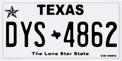 TX license plate DYS4862