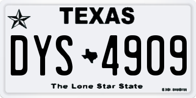 TX license plate DYS4909