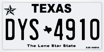 TX license plate DYS4910