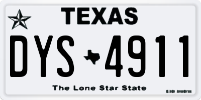 TX license plate DYS4911