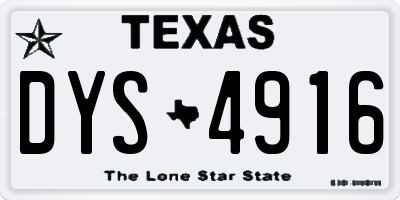 TX license plate DYS4916