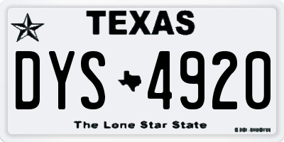 TX license plate DYS4920