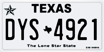 TX license plate DYS4921