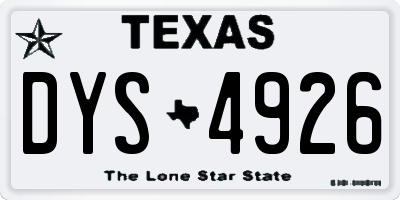 TX license plate DYS4926