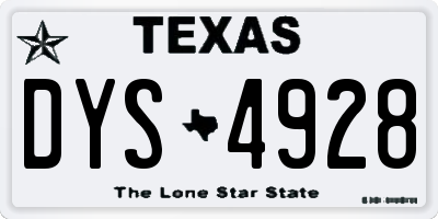 TX license plate DYS4928