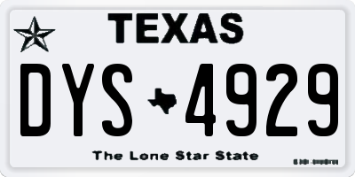 TX license plate DYS4929