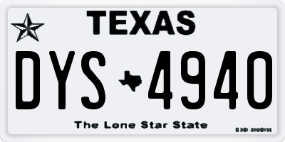 TX license plate DYS4940