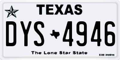 TX license plate DYS4946