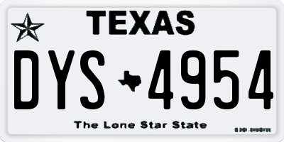 TX license plate DYS4954