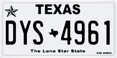 TX license plate DYS4961