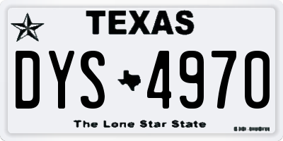 TX license plate DYS4970