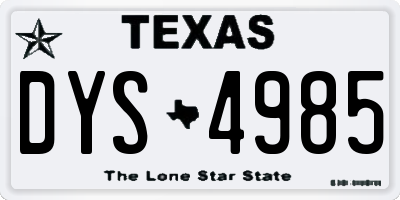 TX license plate DYS4985