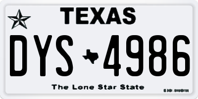 TX license plate DYS4986