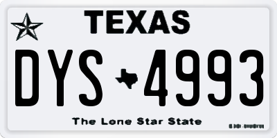 TX license plate DYS4993