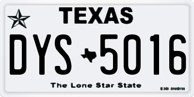 TX license plate DYS5016