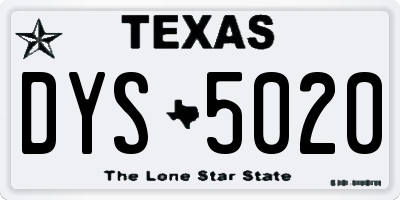 TX license plate DYS5020