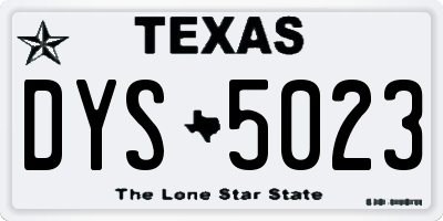 TX license plate DYS5023