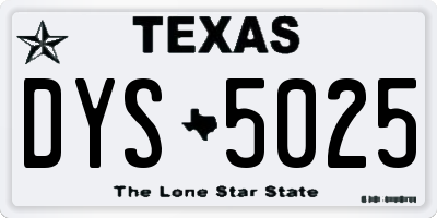 TX license plate DYS5025