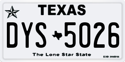 TX license plate DYS5026