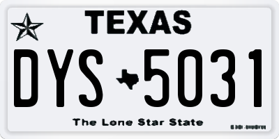 TX license plate DYS5031