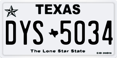TX license plate DYS5034